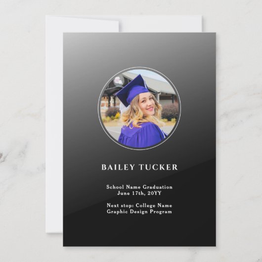 AFSTUDEERDER boog foto Ombre Afstuderen aankondigi Bedankkaart (Achterkant)