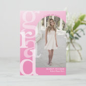 AFSTUDEERDER boog foto roze ombre Afstuderen aanko Bedankkaart (Staand voorkant)