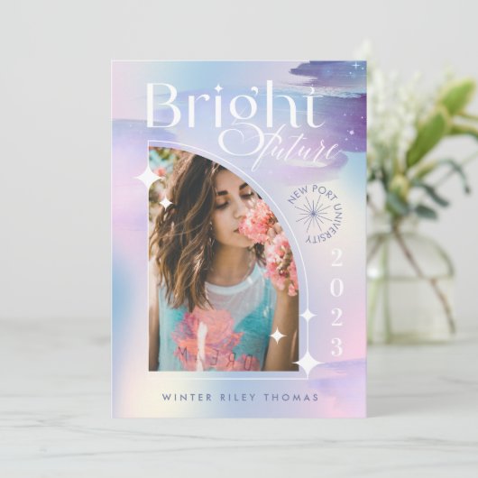 Afstudeerder Bright Future Starry Iridescent Paste Kaart (Staand voorkant)