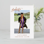 Afstudeerder Calligrafie 2v Afstuderen Foto Folie  Folie Uitnodiging (Staand Voorkant)