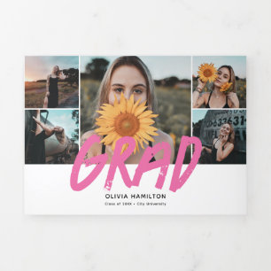 Afstudeerder Casual Borstel Foto Tri-Fold Aankondi Drieluik Aankondiging
