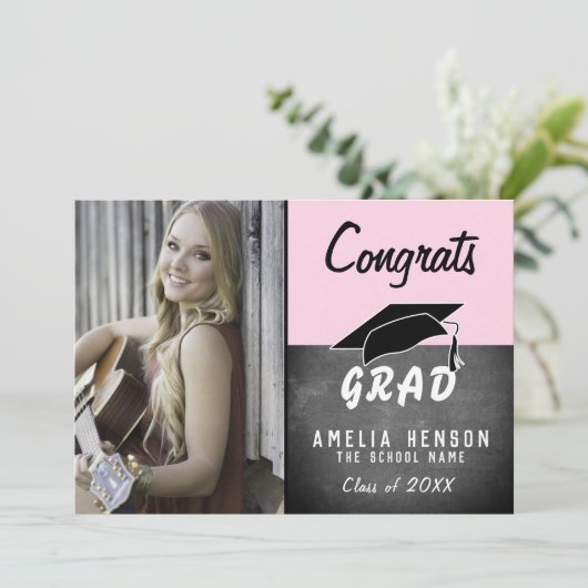 Afstudeerder Chalkboard Roze Afstuderen van de Fot (Staand voorkant)