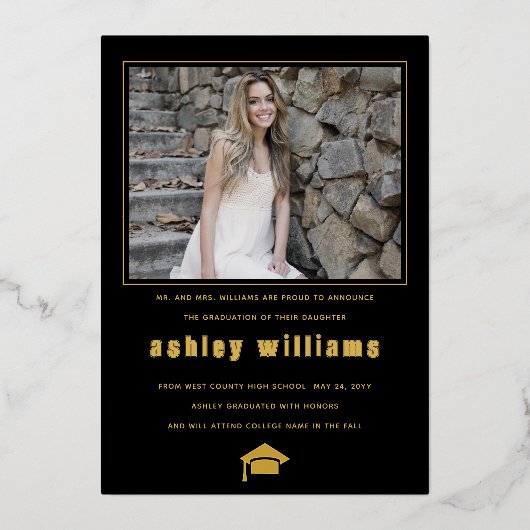 AFSTUDEERDER Class of 2025 afstuderen folie aankon Folie Uitnodiging (Achterkant)