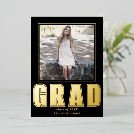 AFSTUDEERDER Class of 2025 afstuderen folie aankon Uitnodiging (Staand Voorkant)