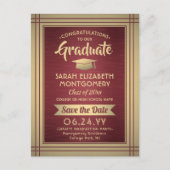 Afstudeerder Congrats Bourgogne & Gold Save the Da Aankondigingskaart (Voorkant)