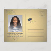 Afstudeerder Congrats Navy Blue & Gold Save the Da Aankondigingskaart (Achterkant)