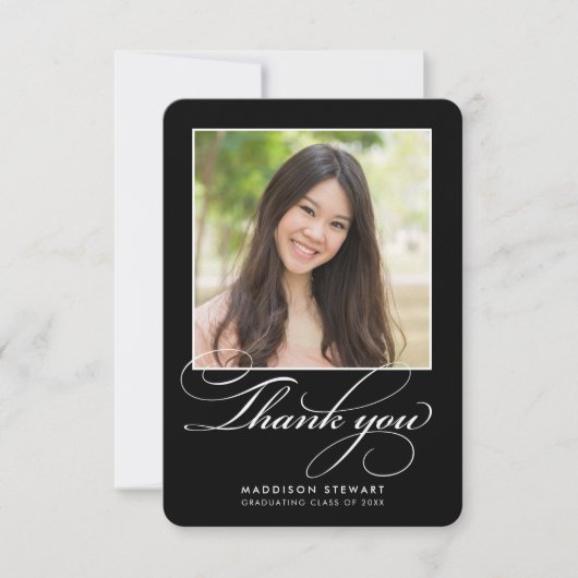AFSTUDEERDER DANK U chique foto eenvoudige kalligr Bedankkaart (Voorkant)