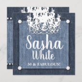 Afstudeerder Denim n Diamonds Birthday Party Chand Kaart (Voorkant / Achterkant)