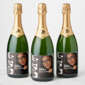 AFSTUDEERDER! Eenvoudig modern foto-Afstuderen Sparkling Wijnetiket (Flessen)