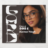 AFSTUDEERDER! Eenvoudig modern foto-Afstuderen Sparkling Wijnetiket (Enkel label)