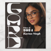 AFSTUDEERDER! Eenvoudig modern foto-Afstuderen Wijn Etiket (Enkel label)