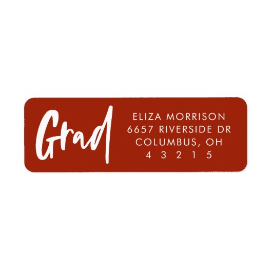 Afstudeerder eenvoudig rood afstuderen retouradres etiket (Voorkant)