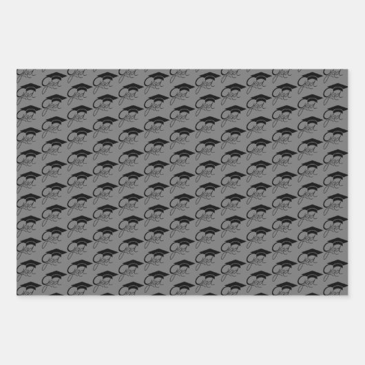 Afstudeerder Elegant Black Gradup Cap Script Inpakpapier Vel (Voorkant 3)