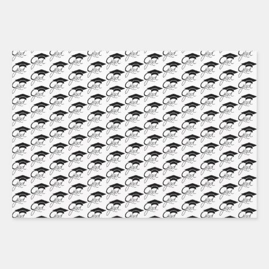 Afstudeerder Elegant Black Gradup Cap Script Inpakpapier Vel (Voorkant)