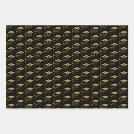 Afstudeerder Elegant Gold Gradup Cap Inpakpapier Vel (Voorkant 3)