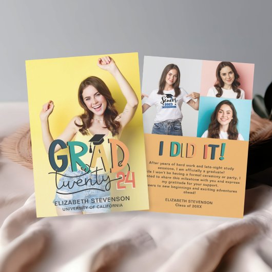 Afstudeerder elk jaar retro afstudeerfeest 4 foto kaart