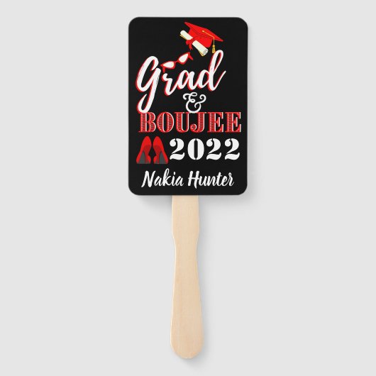 Afstudeerder en Boujee| Ze deed dat| Rood en Zwart Handwaaier (Achterkant)