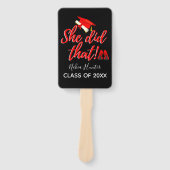 Afstudeerder en Boujee| Ze deed dat| Rood en Zwart Handwaaier (Voorkant)