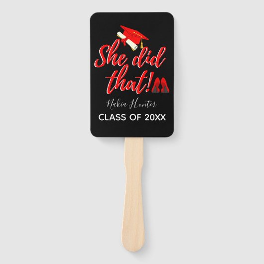 Afstudeerder en Boujee| Ze deed dat| Rood en Zwart Handwaaier (Voorkant)