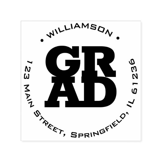 AFSTUDEERDER familienaam Ronde retouradres Zelfinktende Stempel (Design)