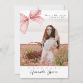 Afstudeerder feest 2025 Roze Bow Coquette Elegant  Kaart (Voorkant)