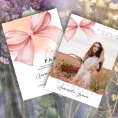 Afstudeerder feest 2025 Roze Bow Coquette Elegant  Kaart