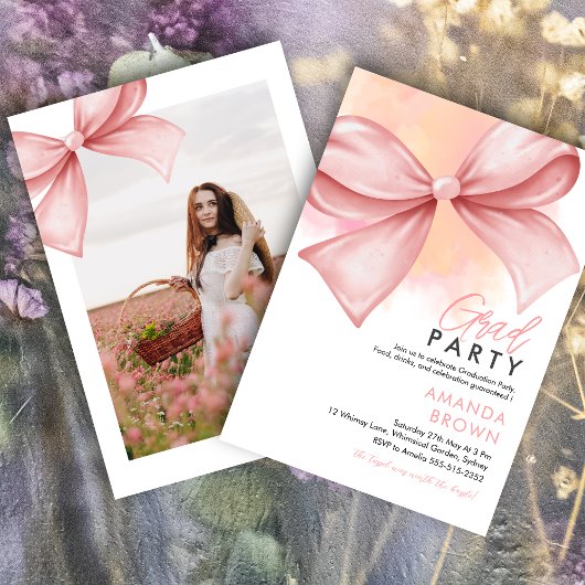Afstudeerder feest 2025 Roze Bow Elegant Trendy Kaart