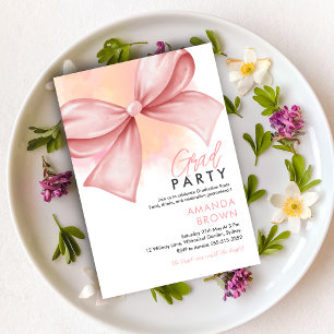 Afstudeerder feest 2025 Roze Bow Elegant Trendy Kaart