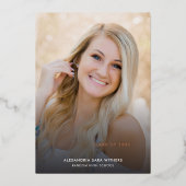 Afstudeerder foto 2024 Roos gouden Afstuderen aank Folie Uitnodiging (Voorkant)