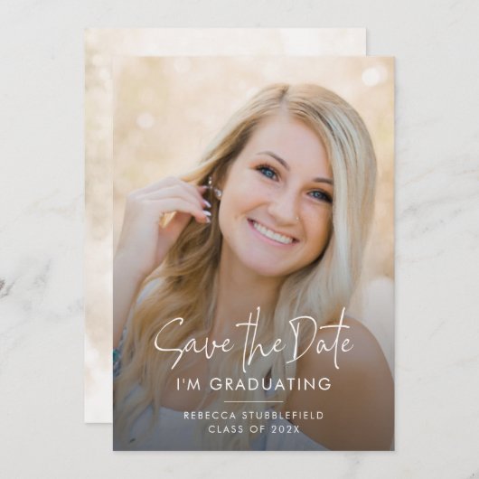 Afstudeerder Foto 2025 Save the Date Afstuderen Aankondiging (Voorkant / Achterkant)