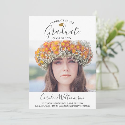 Afstudeerder Foto Afstuderen Aankondiging Gold Afs (Staand voorkant)