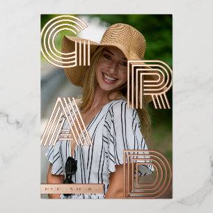 AFSTUDEERDER Foto Afstuderen Roos Gold Foil Uitnod Folie Uitnodiging