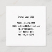 Afstudeerder Foto Afstuderen Wit Contact Info Naam Vierkante Visitekaartje (Achterkant)