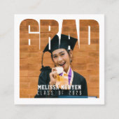 Afstudeerder Foto Afstuderen Wit Contact Info Naam Vierkante Visitekaartje (Voorkant)