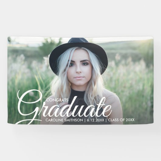 Afstudeerder Foto: Beauful Script Font Graduation  Spandoek (Horizontaal)