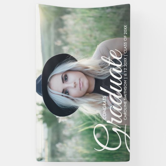 Afstudeerder Foto: Beauful Script Font Graduation  Spandoek (Verticaal)