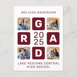 Afstudeerder Foto Collage Burgundy Uniek Afstudere Uitnodiging Briefkaart