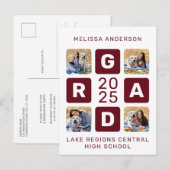 Afstudeerder Foto Collage Burgundy Uniek Afstudere Uitnodiging Briefkaart (Voorkant / Achterkant)