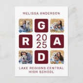 Afstudeerder Foto Collage Burgundy Uniek Afstudere Uitnodiging Briefkaart (Voorkant)