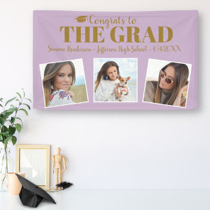 Afstudeerder Foto Collage Paars Afstuderen Sign Spandoek
