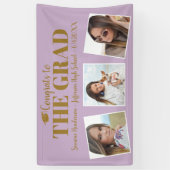 Afstudeerder Foto Collage Paars Afstuderen Sign Spandoek (Verticaal)