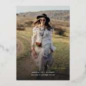 Afstudeerder Foto Gold Foil Afstuderen Aankondigin Folie Uitnodiging (Voorkant)