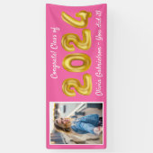 Afstudeerder foto gouden ballonnen 2024 roze Afstu Spandoek (Verticaal)