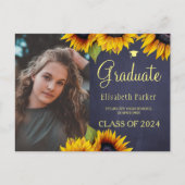 Afstudeerder foto gouden zonnebloemen afstuderen a aankondigingskaart (Voorkant)