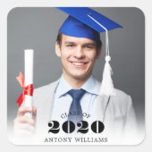 Afstudeerder Foto Modern Vierkante Sticker (Voorkant)
