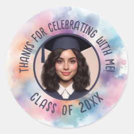 Afstudeerder Foto Naam toevoegen Klasse Jaar Bedan Ronde Sticker