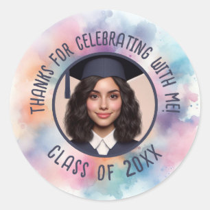 Afstudeerder Foto Naam toevoegen Klasse Jaar Bedan Ronde Sticker