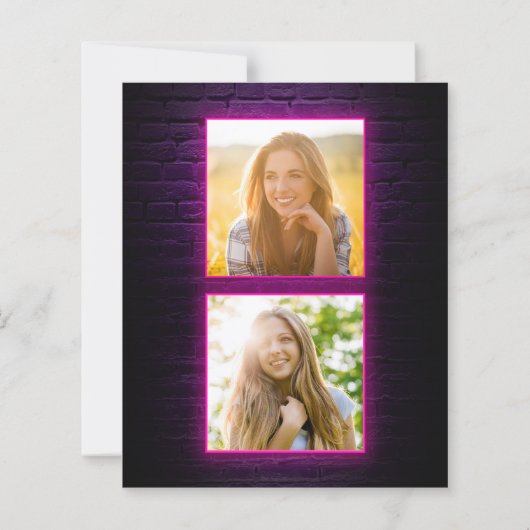 Afstudeerder Foto Neon Graduation Party Invitation (Achterkant)