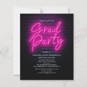 Afstudeerder Foto Neon Graduation Party Invitation (Voorkant)