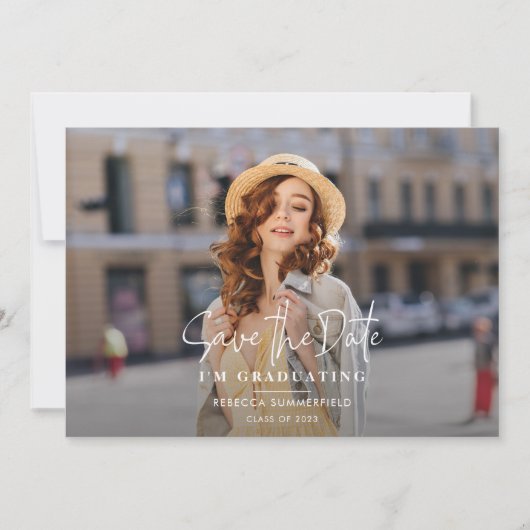 Afstudeerder foto Save the Date Graduation Party Aankondiging (Voorkant)